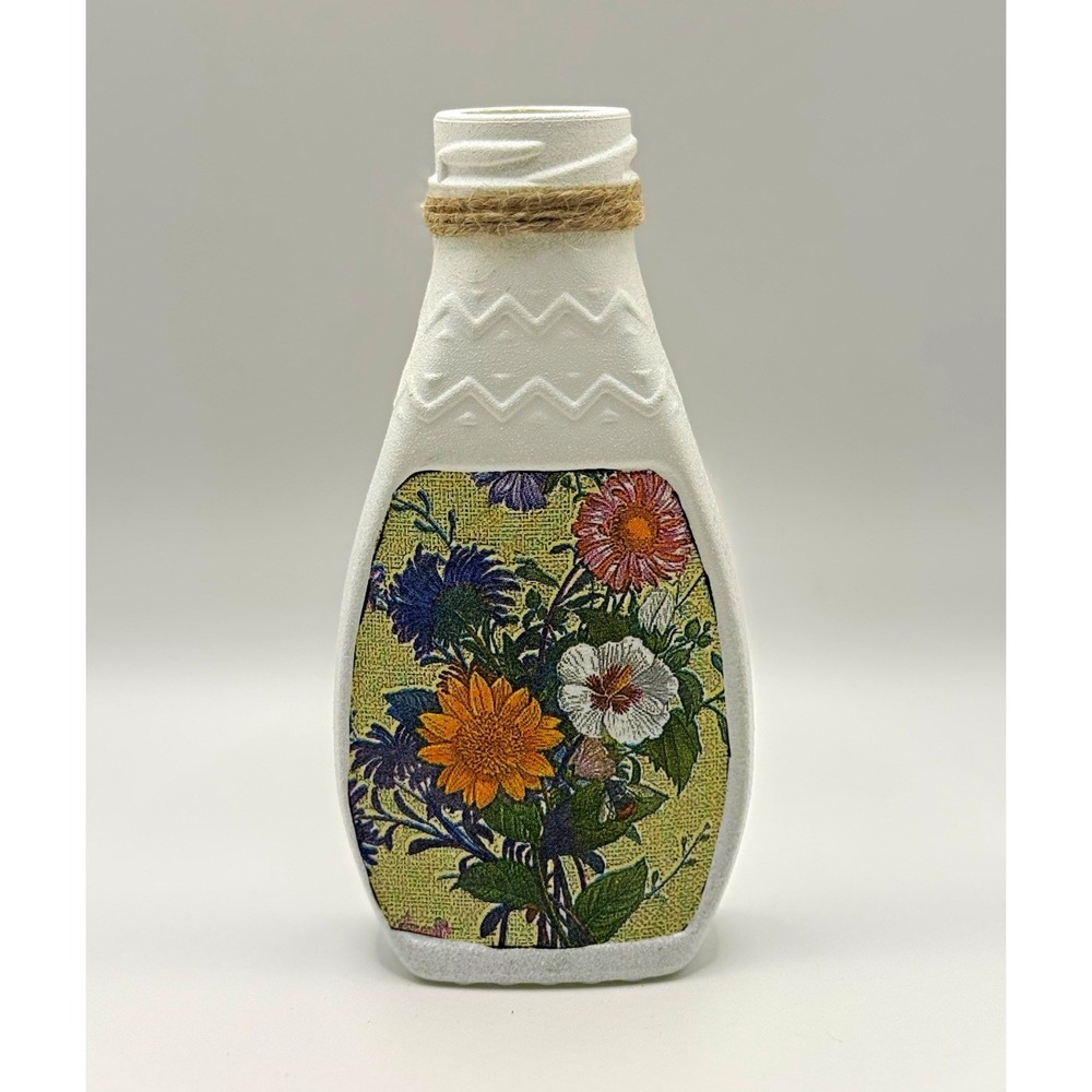 Handcrafted Decoupage Decorative Glass Jar Floral Home Decor Vase Accent